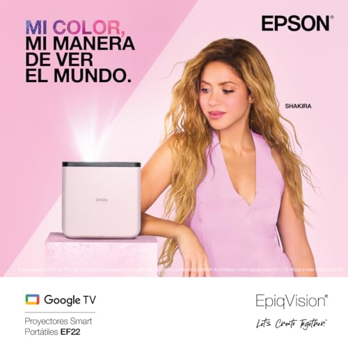 Proyector Láser Inteligente Epson EpiqVision Mini EF21 Rosa con Google TV y Altavoces Estéreo