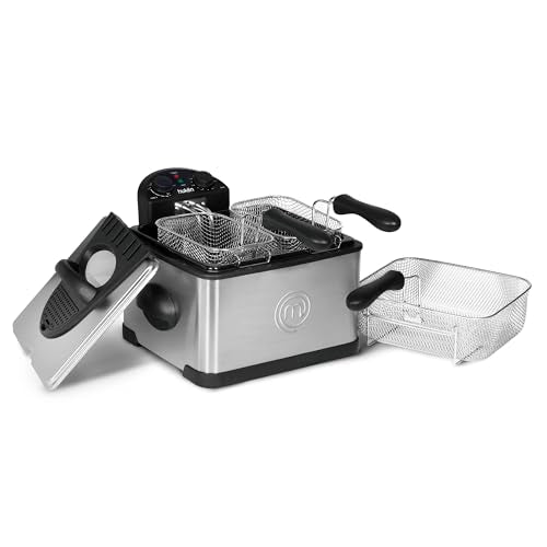 Hukën x MasterChef | Freidora de Aceite | Flash-Fry XL | Triple Basket | Capacidad 4 litros | Acero Inoxidable | Canastillas Removibles e intercambiables | 1700 W | MK-DF-4SSV2