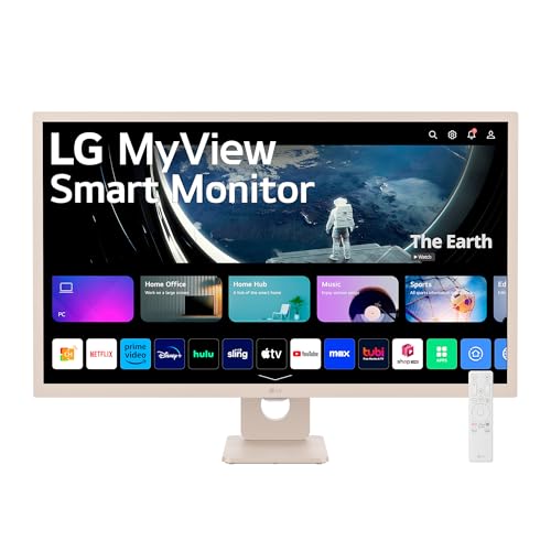 LG MyView 32SR50F-W, Smart Monitor 32" IPS Full HD (1920 x 1080), webOS 23, 100 Hz Uso de Home Office, IA Concierge, Bocinas estéreo de 5W x2, Panel de Inicio ThinQ, Diseño - Blanco