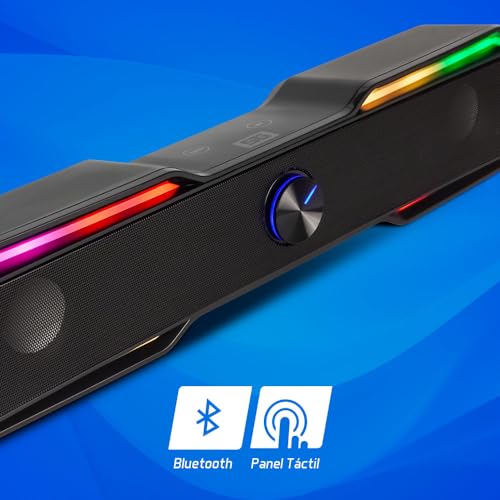 Bocina BSP-350 Start The Game Bluetooth con RGB, Panel Táctil, Selección de Color, Alimentación USB, Salida 3.5 mm, con Microfono, Gamer, para PC Gamer, Pantalla, Computadora,