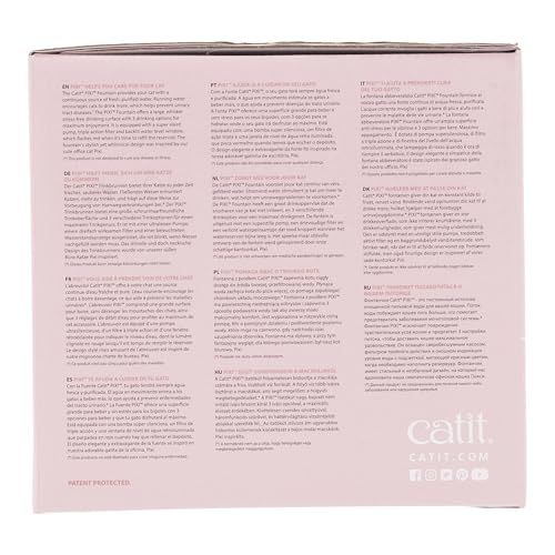 Catit PIXI - Fuente de Agua para Gatos con Triple Filtro y Opciones ergonómicas para Beber, Color Rosa