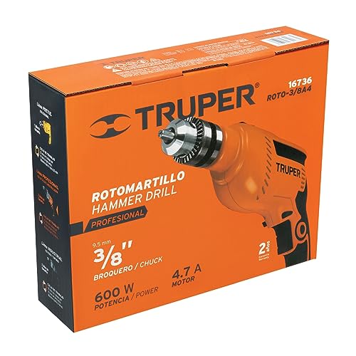 Truper ROTO-3/8A4, Rotomartillo 3/8" 600 W profesional