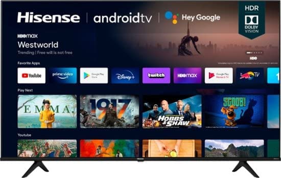 Hisense Television de 43" Class A6G Series LED 4K Ultra HD Smart Android TV Compatible con Netflix, Youtube, Disney+, Google Assistant y Alexa - 43A6GX3 (Reacondicionado)
