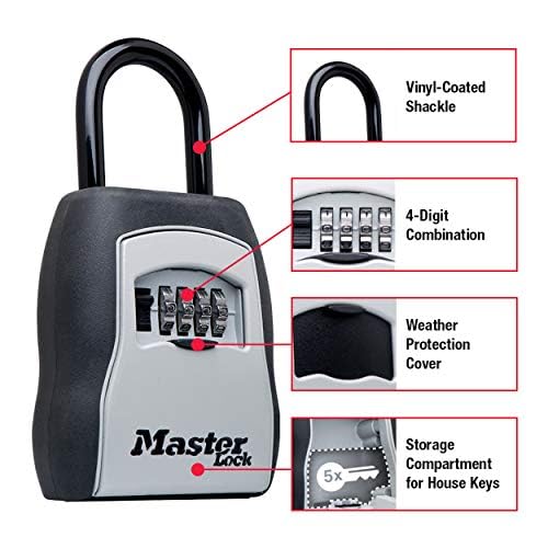 Caja de Seguridad Master Lock Negro, Talla Portable con Capacidad para 5 Llaves