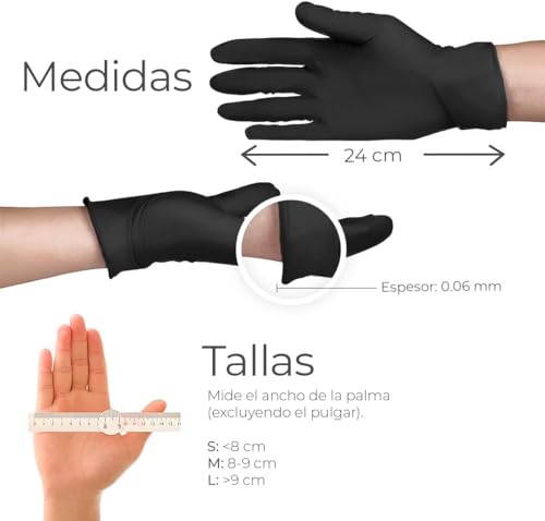 Guantes Desechables de Nitrilo Vinil Alta Calidad Negro Ajuste Perfecto Resistentes Sin Látex Sin Polvo Ambidiestros