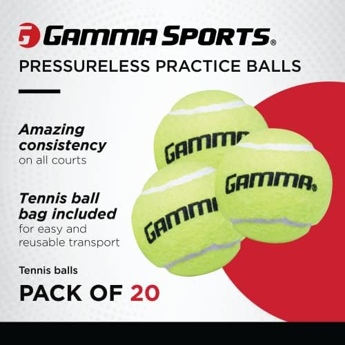 GAMMA Sports - Pelotas de Tenis sin presión con Malla para Pelotas de Tenis, Paquete de 20
