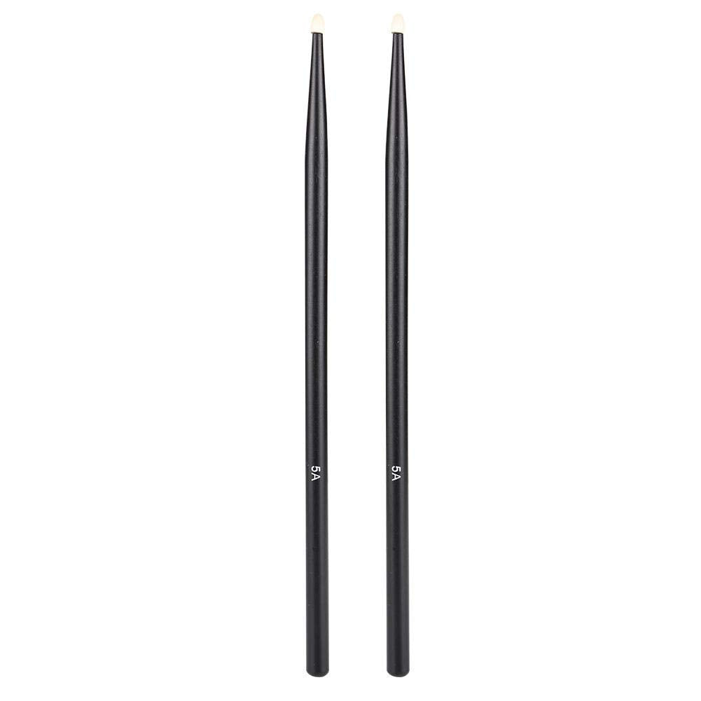 Baquetas de madera de arce, 1 par de baquetas 5A clásicas con punta de madera de arce para niños y adultos (negro)