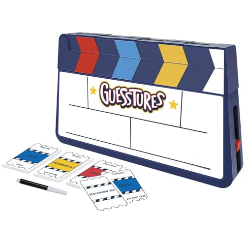 Hasbro Gaming Juego Gestos, él divertidísimo y rápido Juego de mímica, Juego de charadas para Fiestas Familiares para 4 o más Jugadores, Incluye claqueta y Tarjetas Personalizables.