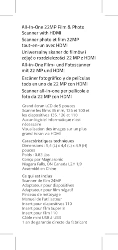 Magnasonic - Escáner FS71, 24 MP, pantalla de 5 pulgadas y HDMI, digitaliza película de 35/126/110 mm, Super 8 / diapositivas de 135/126/110, memoria integrada