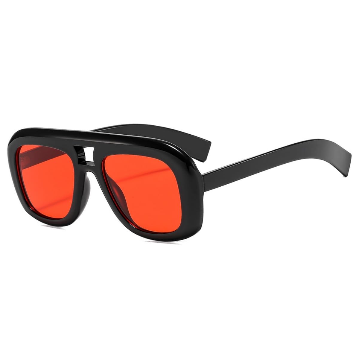 ISIUINN Gafas de sol de aviador cuadradas de moda para hombre y mujer, montura plana estilo años 70, gafas de sol cuadradas extragrandes de estilo vintage (rojo).