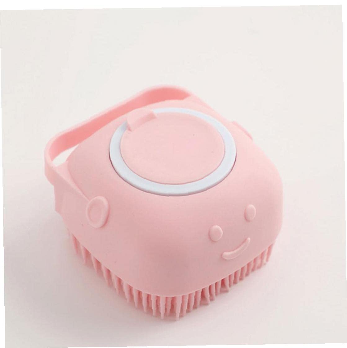 Cepillo de baño de mascotas Silicone Shampoo Masaje Dispensador Cepillo para gato perro rosa