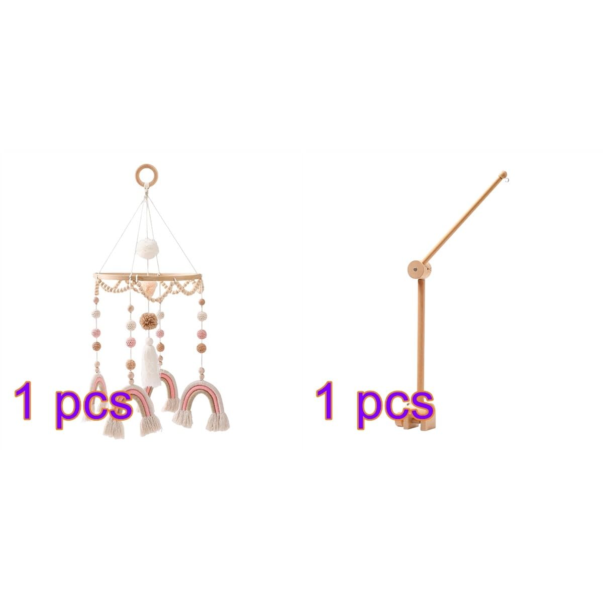 Lindo móvil para cuna con brazo móvil para cuna de bebé, soporte móvil para cuna de bebé, soporte móvil para cuna – Móvil neutro de género para decoración de guardería, accesorio móvil para cuna de bebé para decoración de guardería