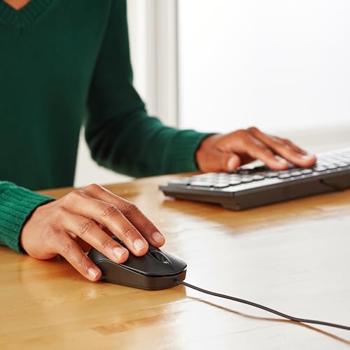 Ratón USB Amazon Basics Negro con Cable de 3 Botones