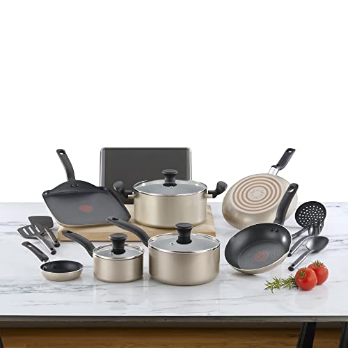 Batería de Cocina T-fal Champán con Antiadherente Proglide de 16 Piezas Culinaire