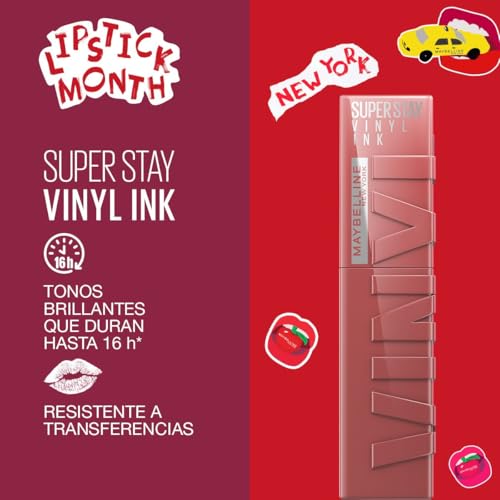 Labial líquido brillante Maybelline Super Stay Vinyl Ink Cheeky + Labial Liquido Matte Larga Duracion Superstay, Matte Ink 10 Dreamer, 5 g