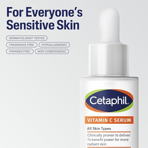 Cetaphil Suero De Vitamina C, Reduce Visiblemente La Apariencia De Manchas Oscuras E Hiperpigmentación, Formulado Con Niacinamida, Diseñado Para Pieles Sensibles, Sin Fr Blanco 1 Onza Líquida (Paquet
