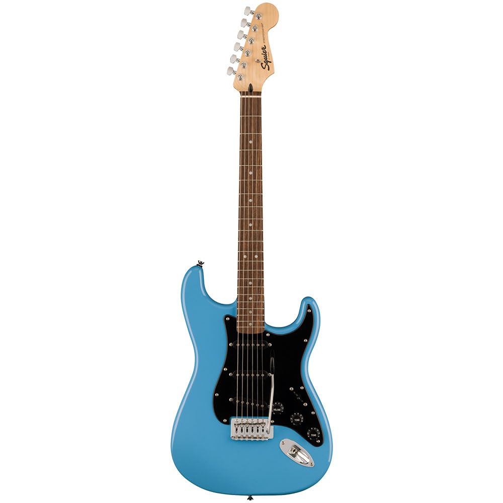Fender Squier Sonic Stratocaster Electric Guitar, Beginner Guitar, Includes 30 Days of Free Lessons, Laurel Fingerboard and Step Up Pickups, Chrome Hardware, and Polyurethane Finish, California Blue