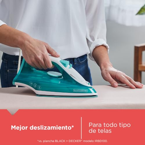 Black+Decker Plancha de Vapor TrueGlide muy durable y más vapor, Tanque de Agua 250ml, IRBD352