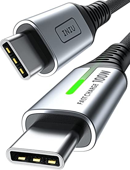 INIU Cable USB C a USB C 100W, 2m Cable PD 5A QC 4.0 Carga Rapida, Cargador USB Tipo C Nylon para iPhone 16 15 MacBook Pro 2020 Samsung S23 Ultra S22 iPad Air Google Pixel Switch Steam Deck, ect