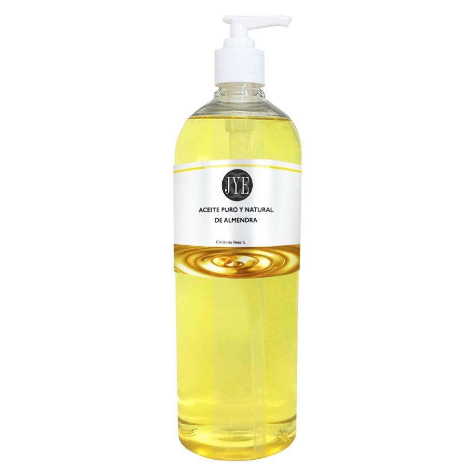 JYE Aceite de Almendra Alta Hidratación 1 Litro. Almendras dulces, aceite corporal natural para todo tipo de piel. Hidratación y elasticidad en tu piel de rostro y cuerpo.