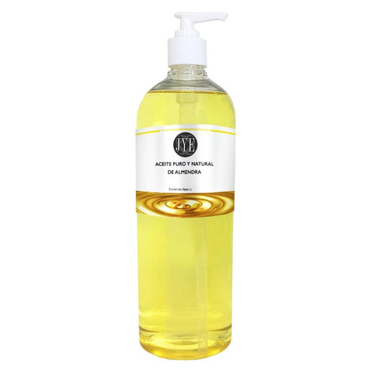 JYE Aceite de Almendra Alta Hidratación 1 Litro. Almendras dulces, aceite corporal natural para todo tipo de piel. Hidratación y elasticidad en tu piel de rostro y cuerpo.