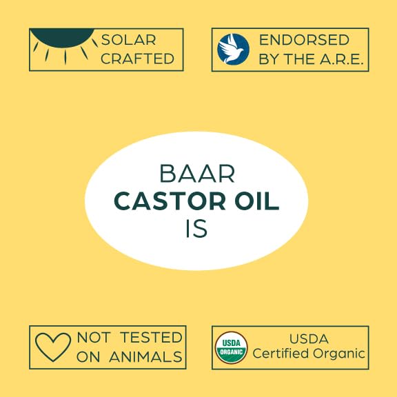 Baar Aceite de ricino orgánico, 100% puro, prensado en frío, sin hexanos, aceite de ricino orgánico para cabello, pestañas, cejas, paquetes, piel, eliminaciones y muchos más. Exclusivo Palma Christos marca, 3.78 L