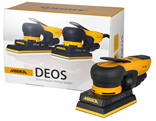 Lijadora Orbital Eléctrica Mirka Amarillo Negro 3 x 5 Pulgadas Sin Polvo