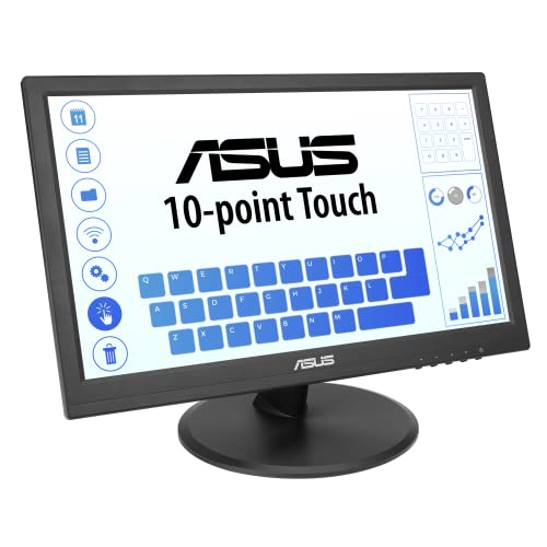 ASUS Monitor táctil 1080P de 15.6" (VT169HE) - Full HD, visualización táctil de 10 puntos, IPS, amplio ángulo de visión, sin marco, cuidado de los ojos, sin parpadeo, luz azul baja, HDMI, cumplimiento