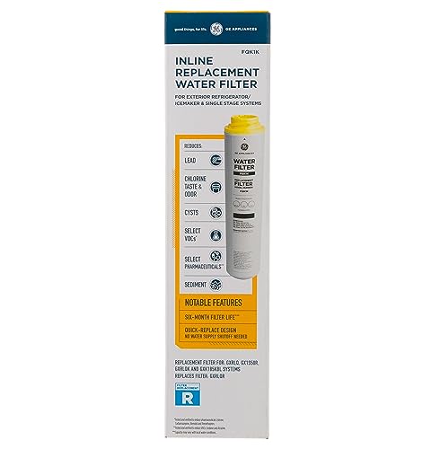 GE FQK1K Filtro de agua debajo del fregadero, repuesto para sistema de filtración de agua, fácil instalación, reduce sedimentos, óxido y otras impurezas del agua, reemplaza cada 6 meses para obtener