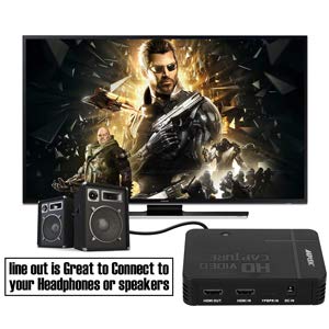 AGPtek HD Game Capture Captura de Video en HD 1080P Grabadora HDMI/YPBPR Xbox 360 y una / PS3 PS4 2016 VERSIÓN MÁS Nueva