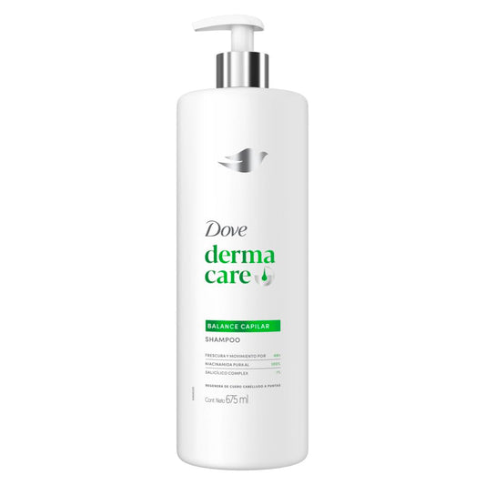 DOVE Shampoo Derma Care Balance Capilar, Frescura y Movimiento por 48h. Cabello Graso. Regenera de Cuero Cabelludo a Puntas. Desarrollado con Dermatólogos, 675 mL