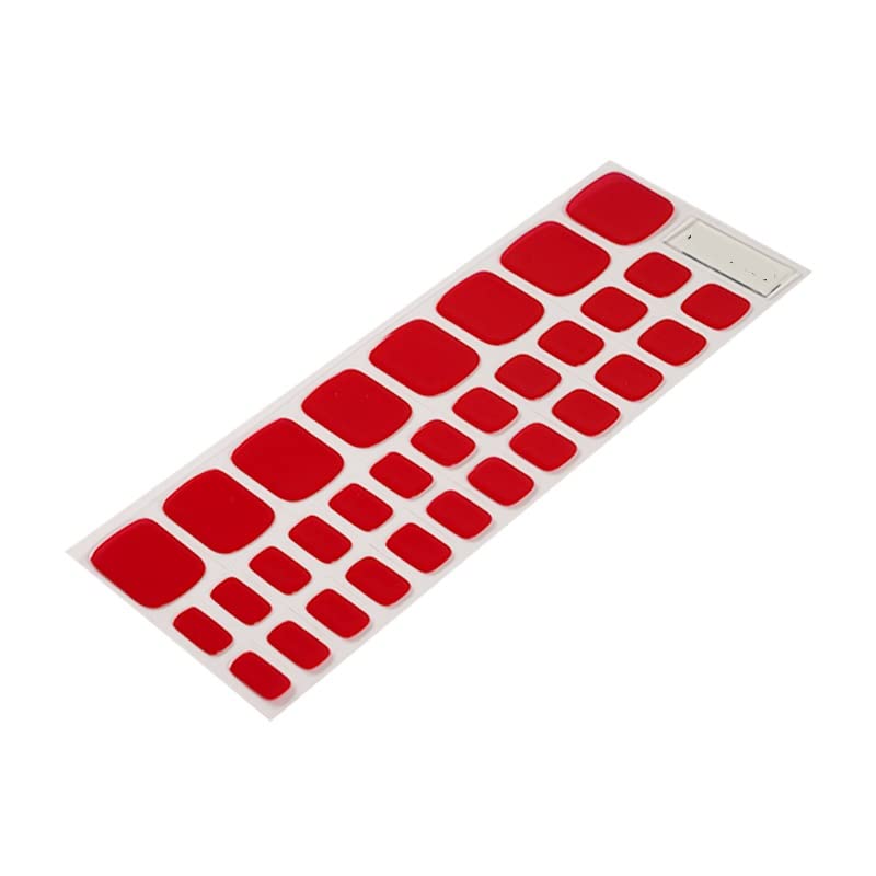 Adora Couture - Tiras de uñas de gel semicuradas para pedicura, 32 tiras de gel rojo brillante y liso, color rojo brillante, para uñas de salón en casa, kit de pedicura, requiere luz UV (rojo P)