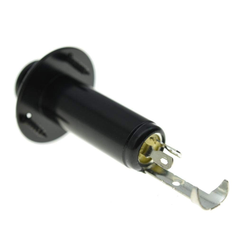 KAISH 6,35 mm Guitarra Eléctrica Acústica Bajo overol Endpin Salida Jack Jack Jack Jack Enchufe chapado en cromo/Negro/Dorado, Negro