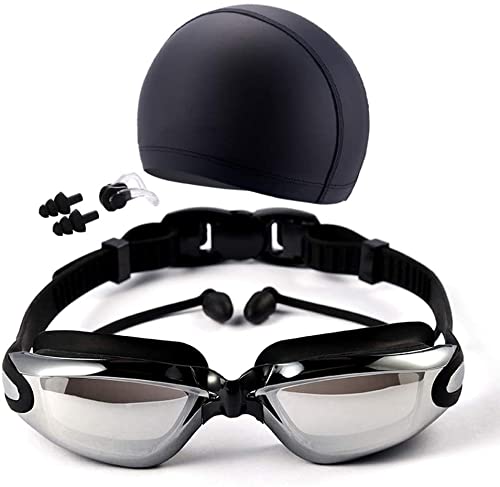 Gafas de Natación NEWKIBOU Negro Resistente al Agua Antiniebla UV para Adultos y Niños