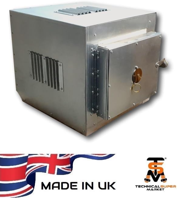 Horno de mufla eléctrico de 1100°C con cámara de 11,5 litros cúbicos y controlador de temperatura/tiempo fácil de usar