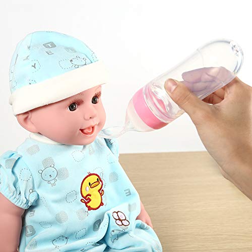 Biberón, biberón para bebés, alimentador de alimentos resistente a altas temperaturas, con cuchara portátil para bebé para exteriores(Pink)