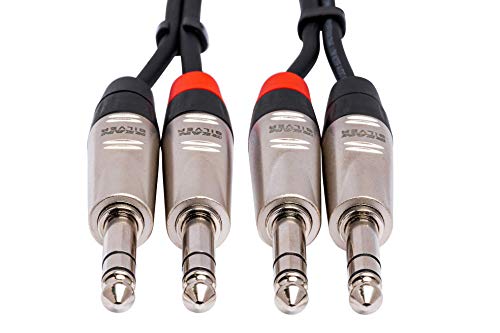 Hosa HSS-005X2 Dual REAN Cable de interconexión estéreo TRS Pro de 1/4 pulgadas, 5 pies