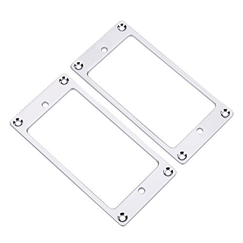 2 anillos de montaje de marco de pastilla Humbucker de metal, piezas de repuesto para guitarras el¨¦ctricas (plata)