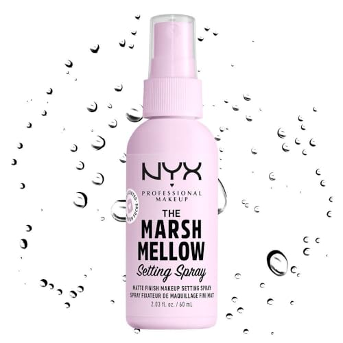 NYX Professional Makeup, Spray fijador de maquillaje 10 en 1 acabado mate, Marshmellow Setting Spray, 60ml. Matifica, suaviza, minimiza poros, prolonga la duración del maquillaje durante 16 horas, fórmula vegana