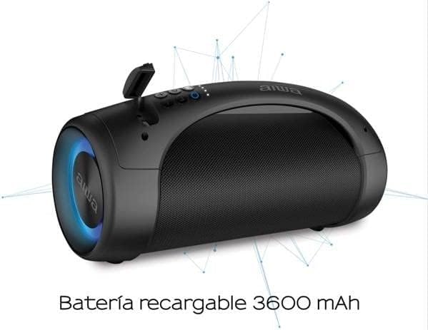 Aiwa Bocina Inalámbrica True Wireless con Bluetooth Mod. AWS600BT Incluye Audífonos Inteligentes de Alto Rendimiento Mod. AW60