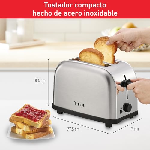 T-fal Ultra Toaster INOX cuenta con 6 niveles de tostado. ¡Tostador ultra compacto de fácil almacenamiento! Elaborado de acero inoxidable, TT330DMX