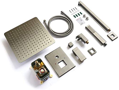 Sistema de Ducha EMBATHER Níquel Cepillado con Tecnología de Inyección de Aire de Última Generación 12 Pulgadas para Baño Ecológica