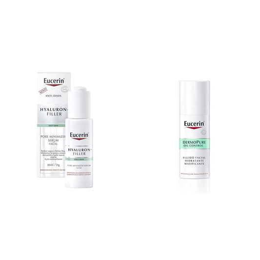 Eucerin hyaluron-filler pore minimizer serum 30ml + Fluido Facial Hidratante Matificante para piel grasa, 50 ml