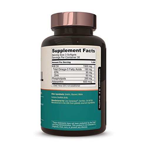 KrillWell - Aceite de krill K-Real probado, sustentable y clínicamente probado, 2 veces más eficaz que el aceite de pescado, suministro de 30 días