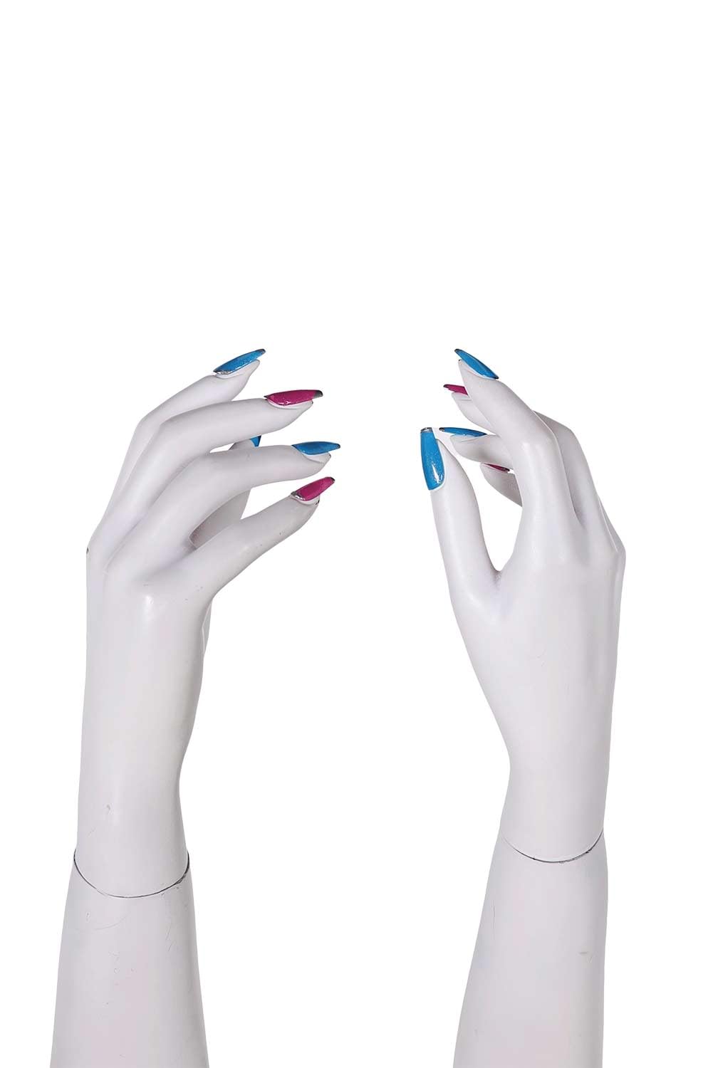 Toitaly Uñas postizas Jinx para cosplay, accesorios largos para disfraz, uñas postizas coloridas con pegamento.