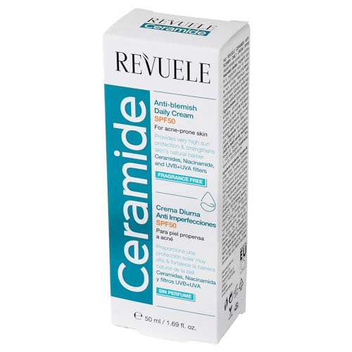 REVUELE CERAMIDE ANTIBLEMISH CREMA DIARIA ANTI-IMPERFECCIONES CON PROTECCION SOLAR SPF50 50MILILITROS