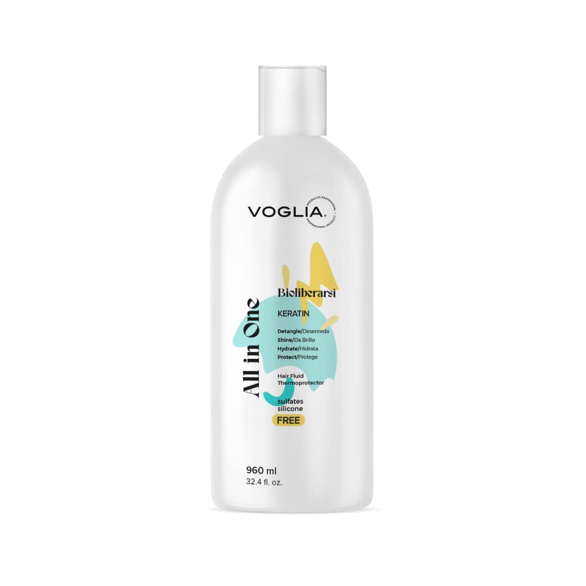 Voglia Termoprotector Capilar Bio-Liberarsi 960ml Gel base agua que protege tu cabello. Eliminador de frizz sin sensación grasosa. Resalta forma natural del cabello controlando el volumen. Genial para cabello con ondas y rizos.