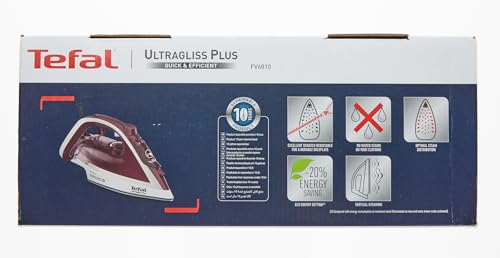 Plancha de Vapor Tefal Ultragliss Plus rojo blanco con Suela Resistente a Arañazos