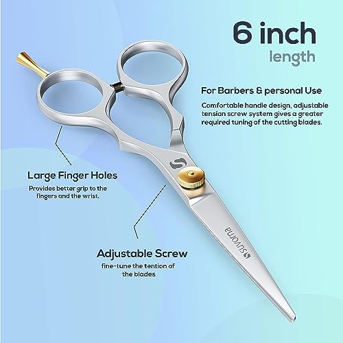 Tijeras de pelo Suvorna de 6 pulgadas para profesionales, barberos y peluqueros - tijeras de pelo para cortar, recortar y arreglar - tijeras de corte de pelo para hombres, mujeres, niños y adultos.
