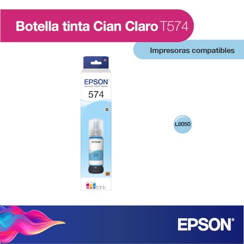Botella de Tinta EPSON Cian Claro T574 65 mililitros para Impresora L8050